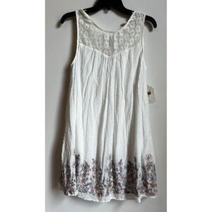 Altar'd State White Floral Embroidered‎ Lace Back Sleeveless Dress SZ L NWT